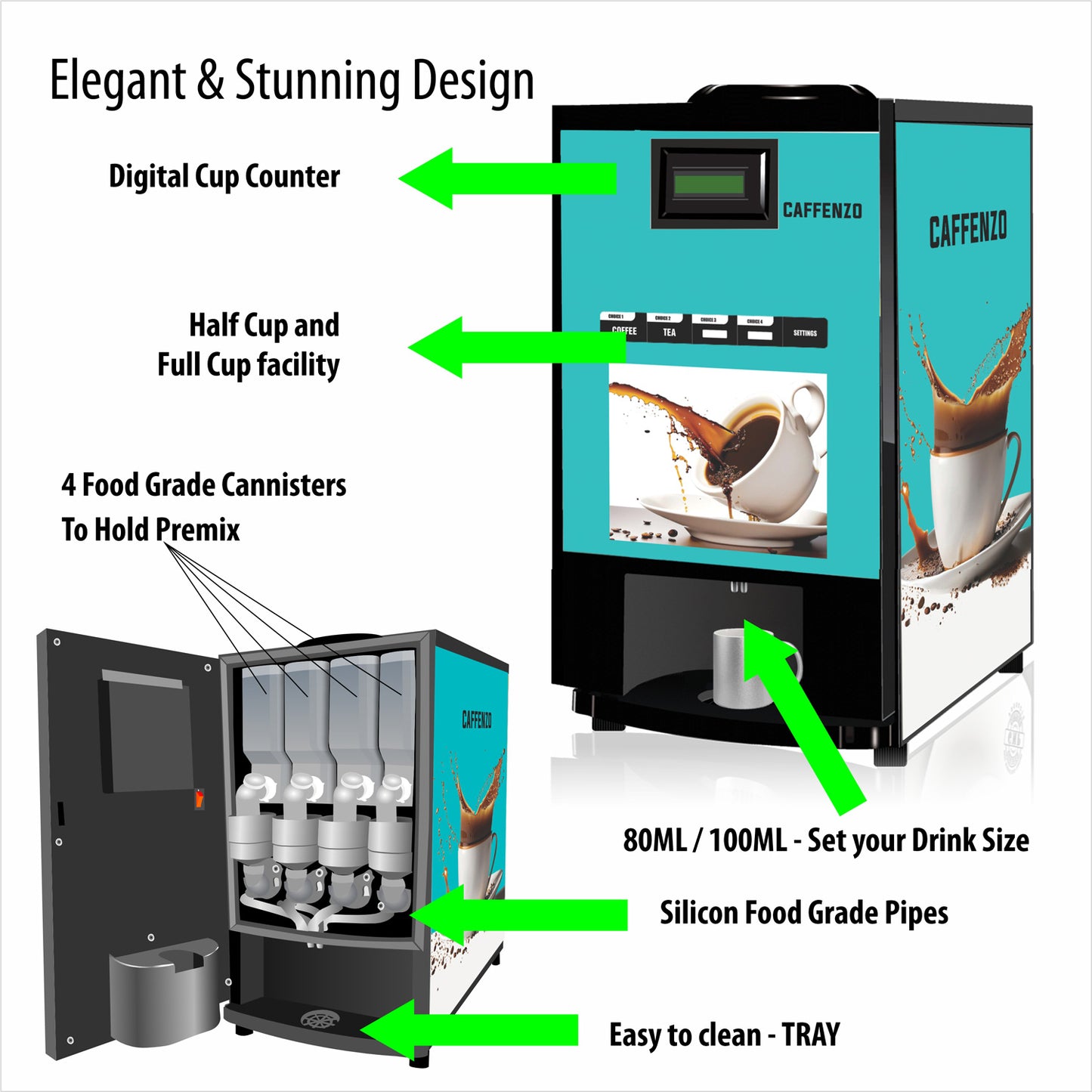Caffenzo Four Options Coffee Tea Vending Machine