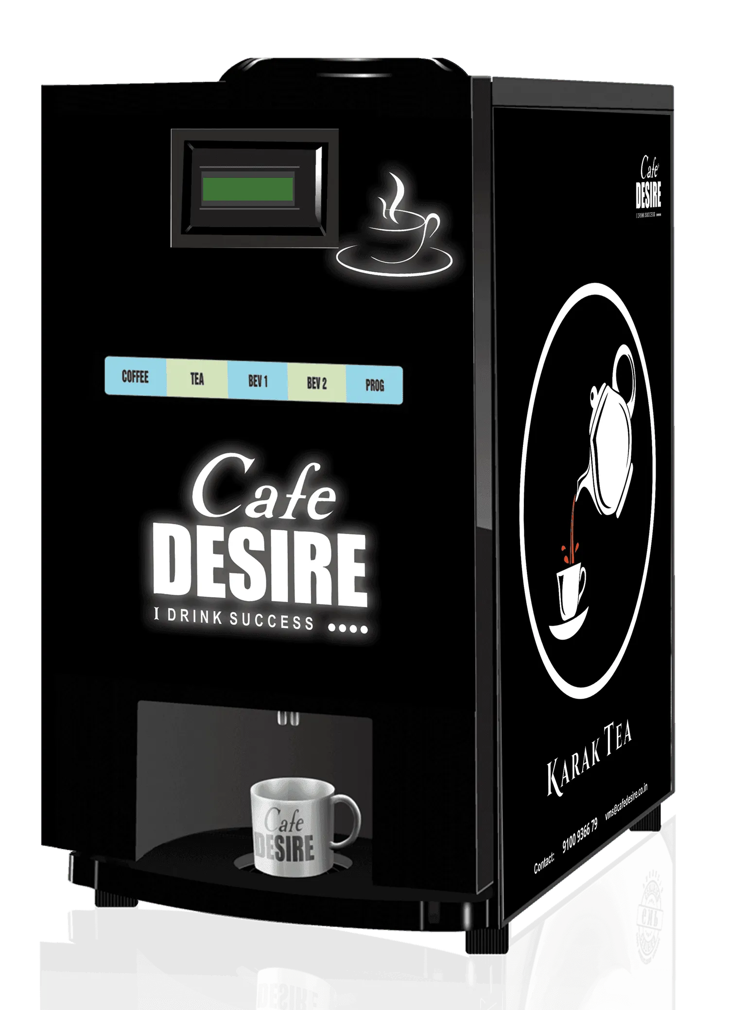 Pump Model - LED Coffee Machine 4 Lane | Four Beverage Options | Fully Automatic Tea & Coffee Vending Machine | For Offices, Shops and Smart Homes | Make 4 Varieties of Coffee Tea with Premix | No Milk, Tea, Coffee Powder Required - cafedesireonline.com