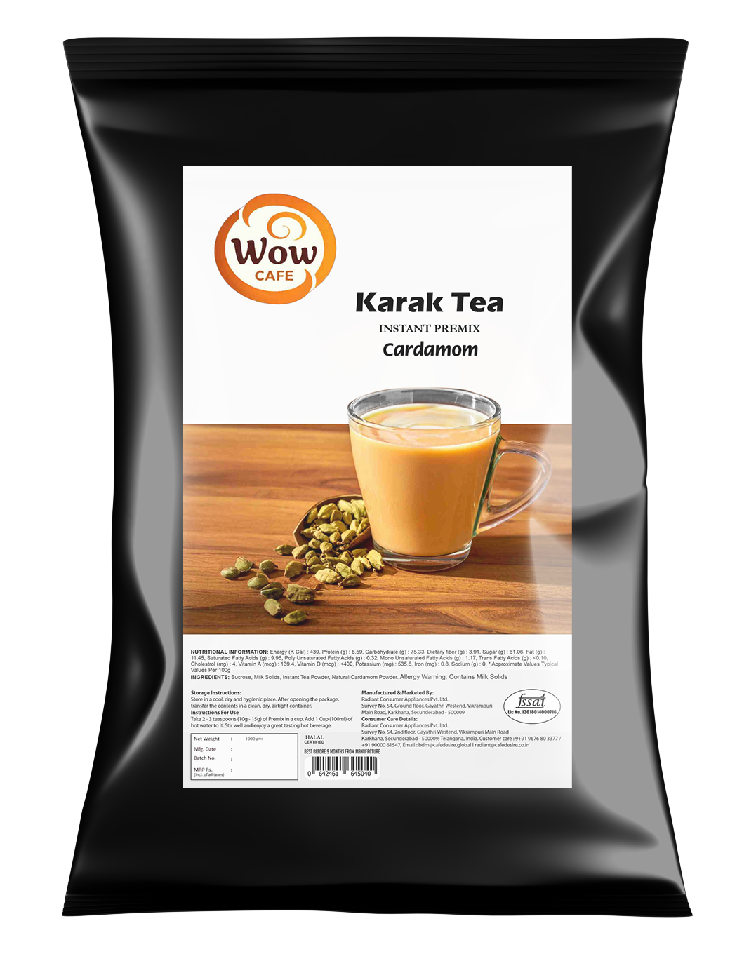 WOW Cafe Cardamom Tea Premix 1 Kg