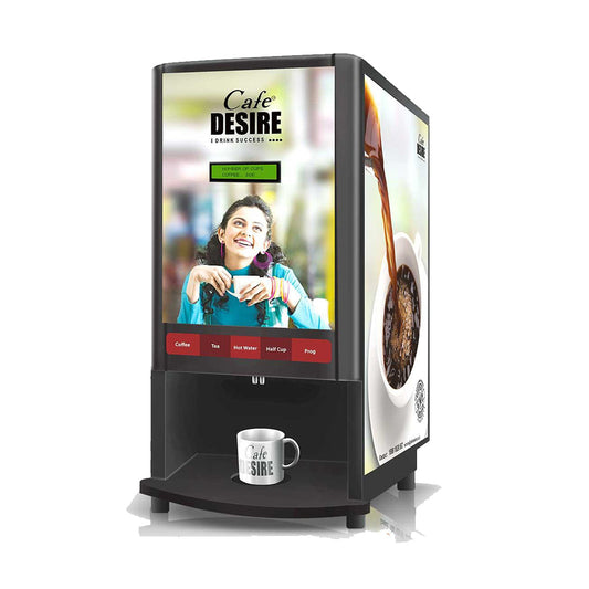Coffee Machine 2 Lane | Two Beverage Options | Fully Automatic Tea & Coffee Vending Machine | For Offices, Shops and Smart Homes | Make 2 Varieties of Coffee Tea with Premix | No Milk, Tea, Coffee Powder Required - cafedesireonline.com
