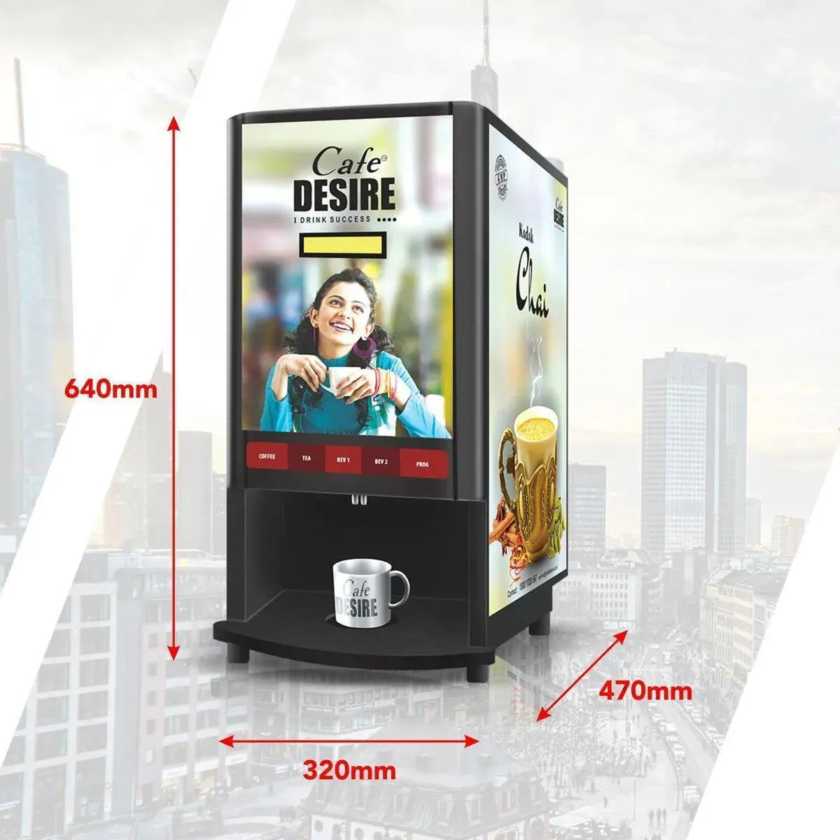 Coffee Machine 4 Lane | Four Beverage Options | Fully Automatic Coffee Tea Vending Machine