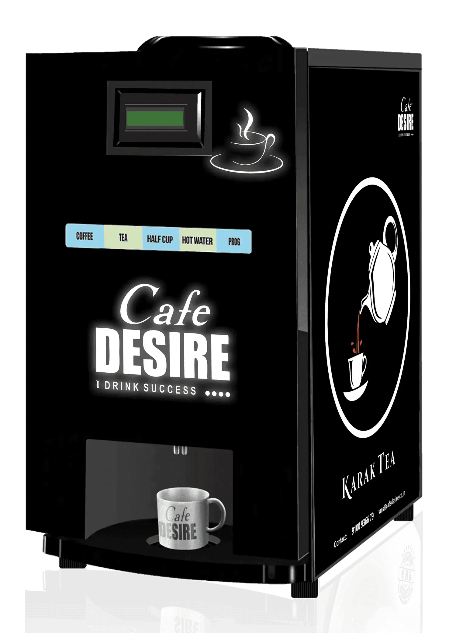 Pump Model - LED Coffee Machine 2 Lane | Two Beverage Options | Fully Automatic Tea & Coffee Vending Machine