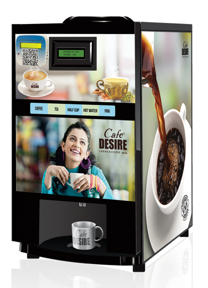 QR Code UPI Payment Enabled Coffee Machine 2 Lane | Two Beverage Options | Fully Automatic Tea & Coffee Vending Machine | For Offices, Shops and Smart Homes | Make 2 Varieties of Coffee Tea with Premix | No Milk, Tea, Coffee Powder Required - cafedesireonline.com
