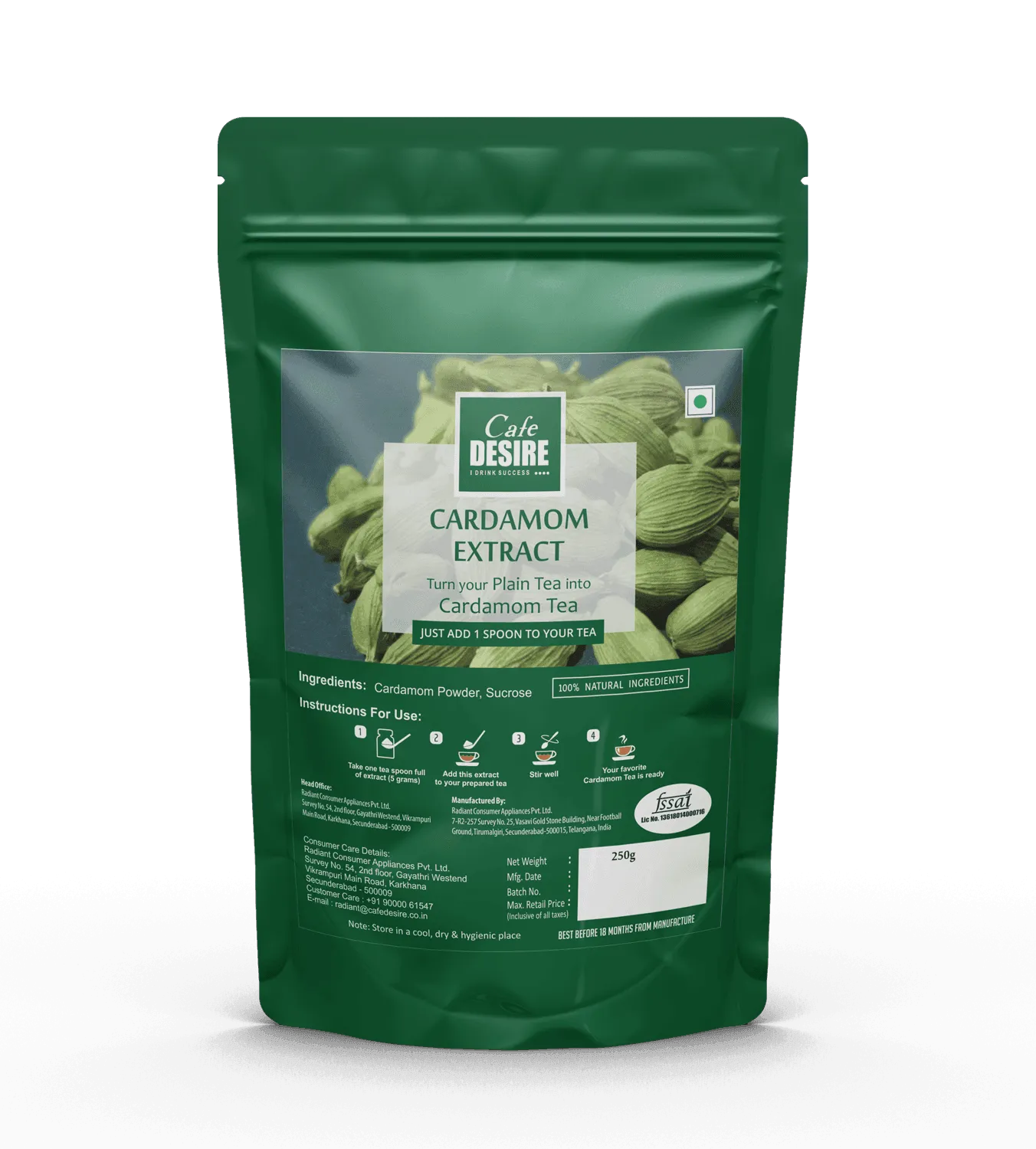 Flavour Extract- Cardamom 250g - Cafe Desire
