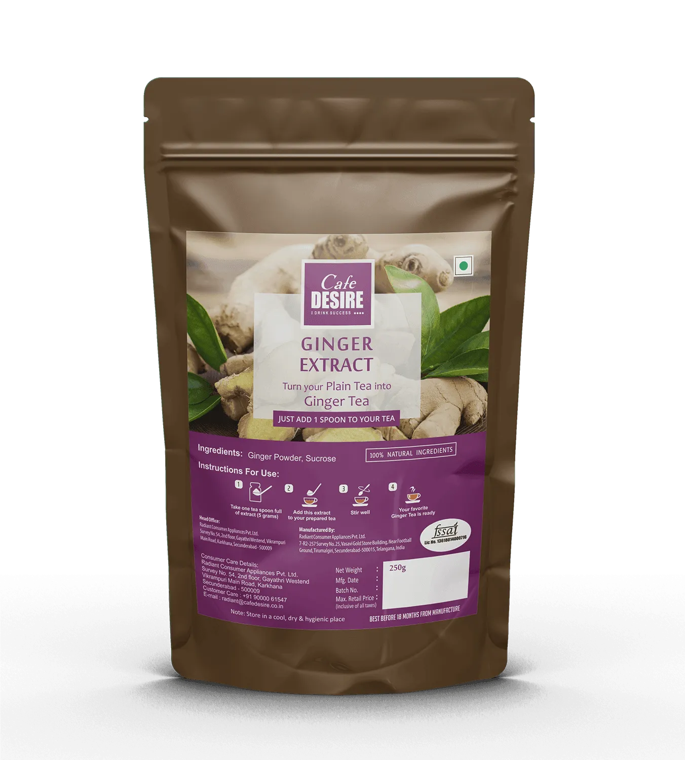 Flavour Extract- Ginger 250g - Cafe Desire