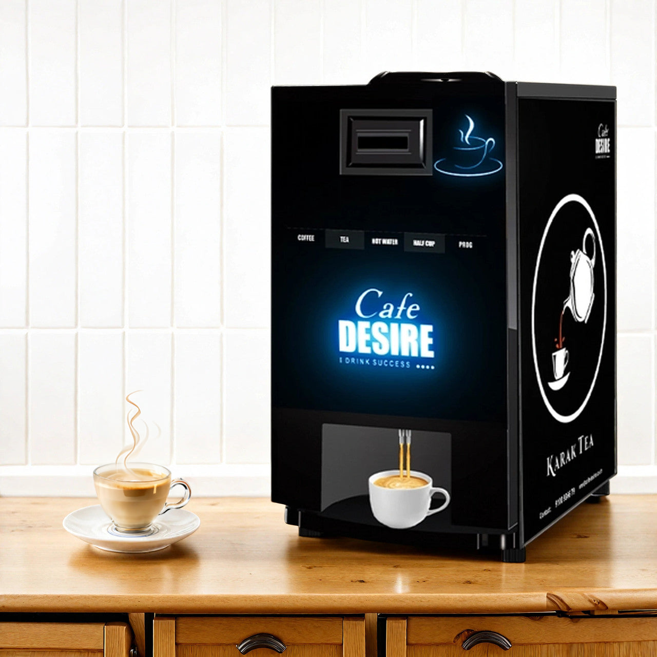 LED Coffee Machine 2 Lane | Two Beverage Options | Fully Automatic Tea & Coffee Vending Machine 