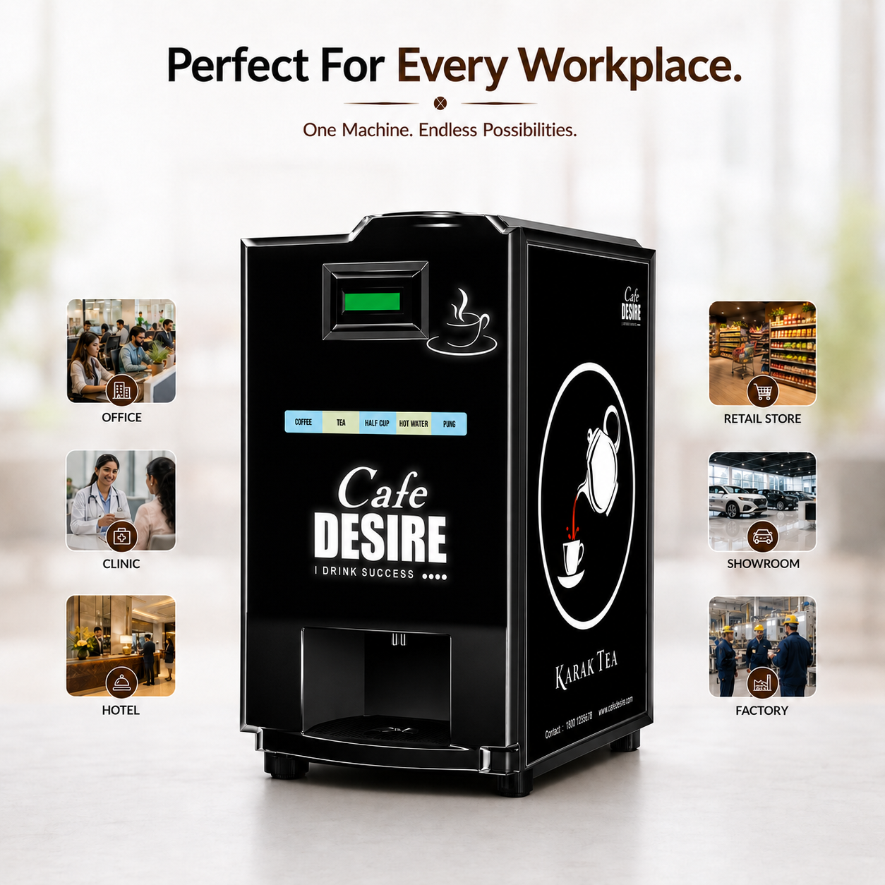 Cafe Desire Double Option LED 2 LANE Vending Machine