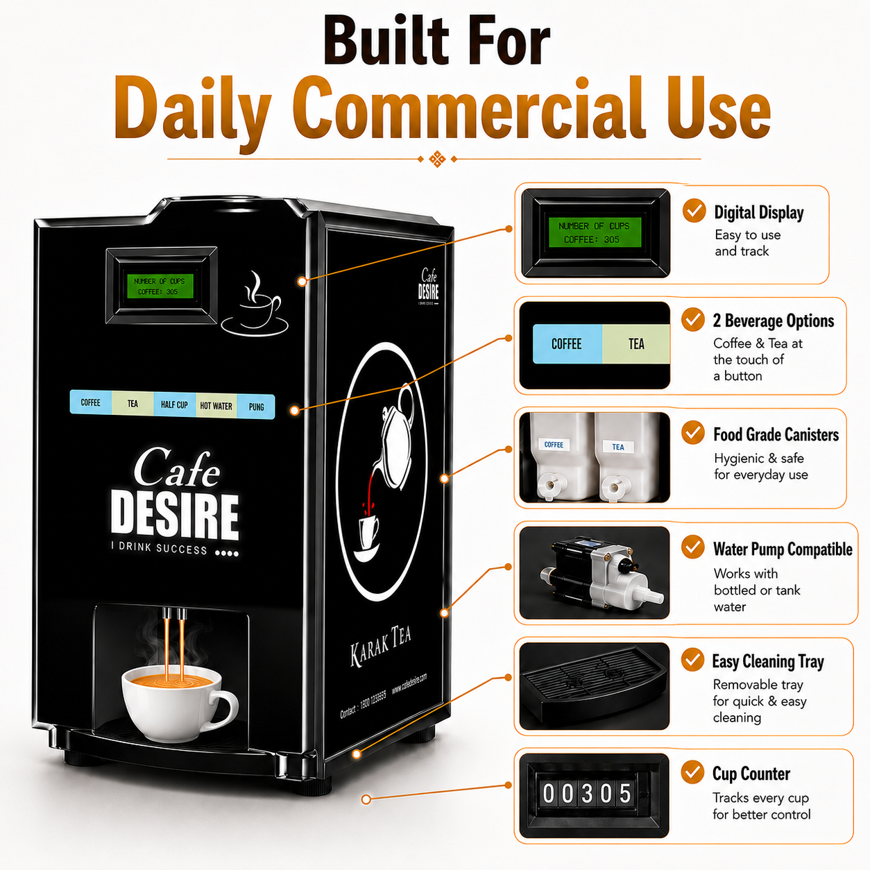 Cafe Desire Double Option LED 2 LANE Vending Machine