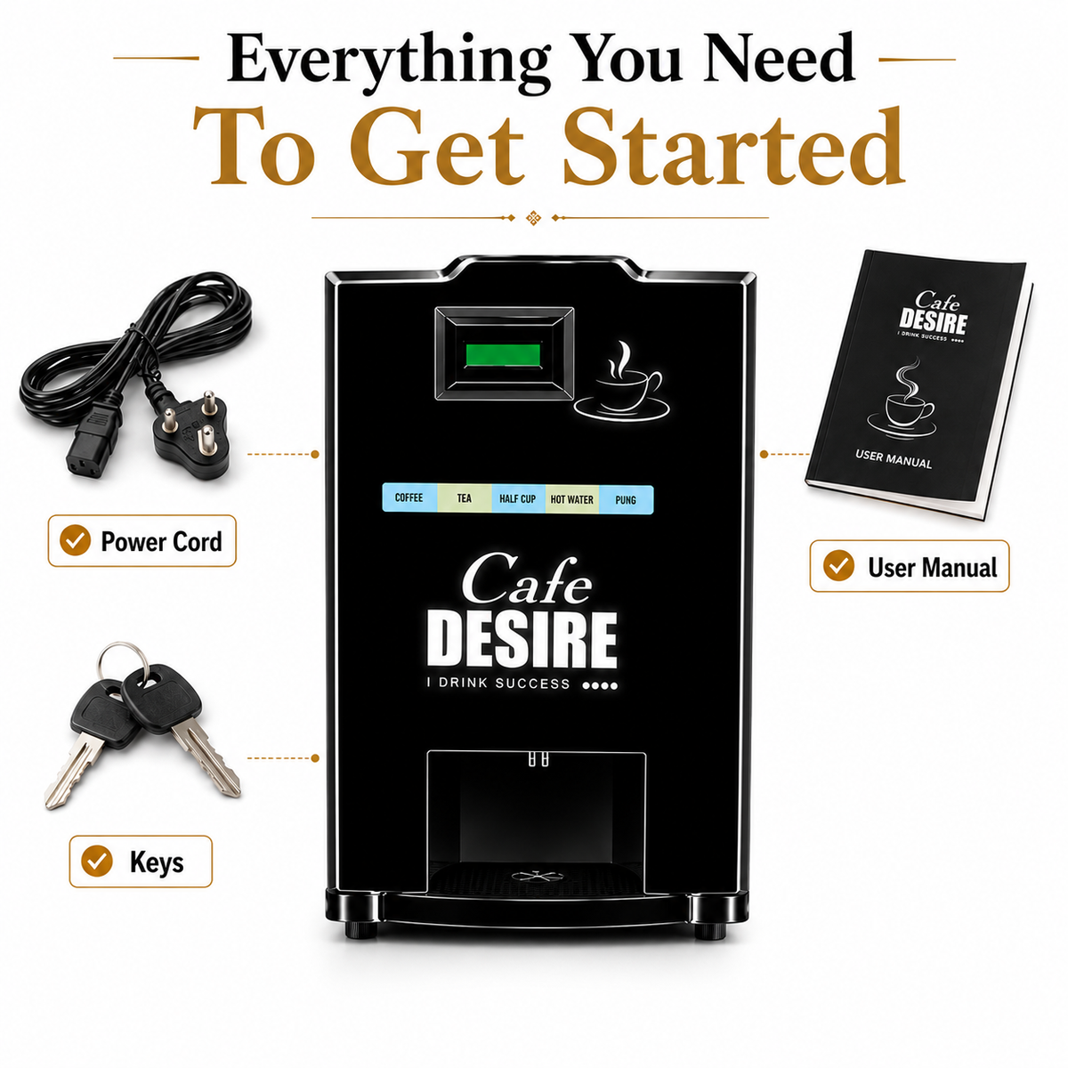 2 Lane LED Tea & Coffee Premix Vending Machine | Cafe Desire