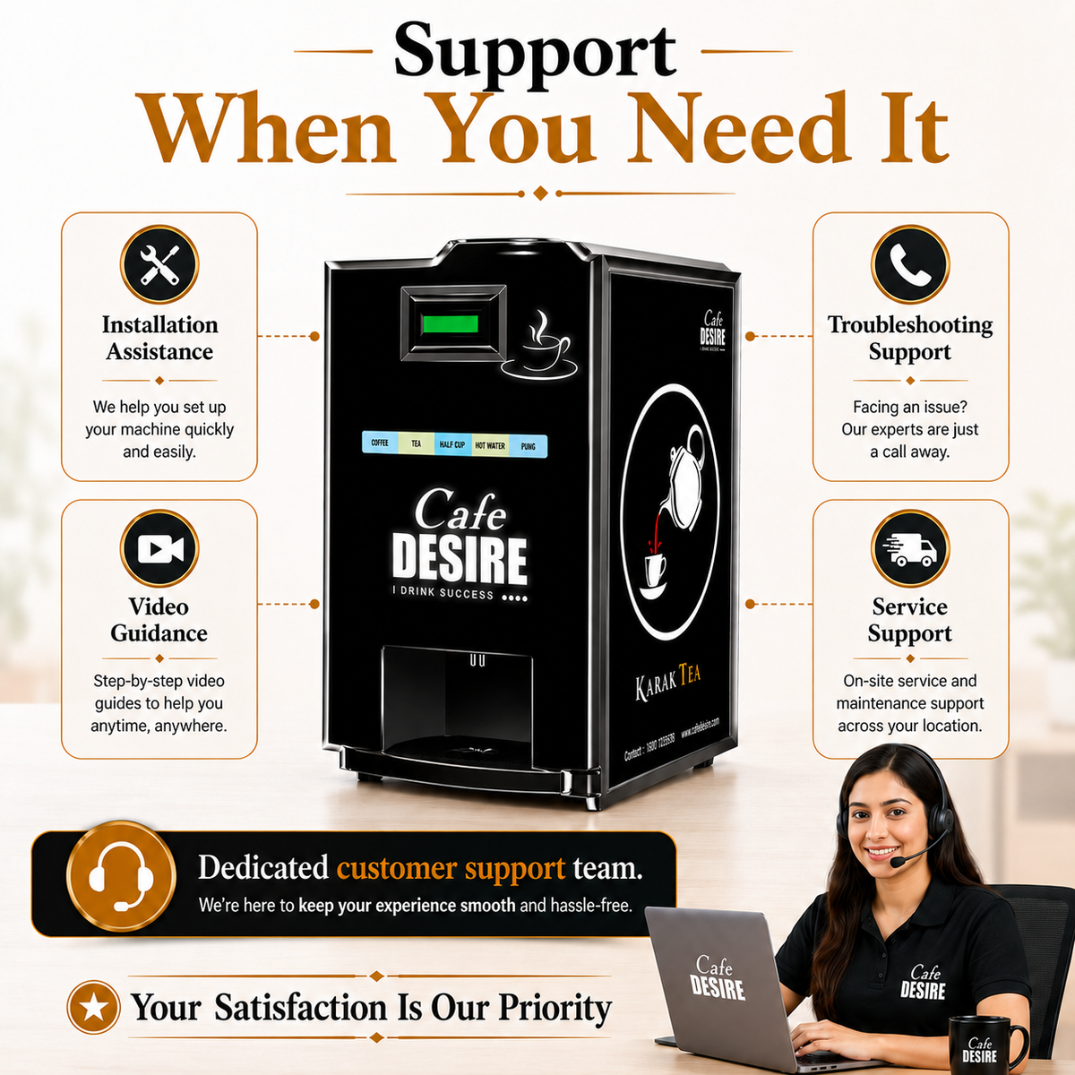 2 Lane LED Tea & Coffee Premix Vending Machine | Cafe Desire