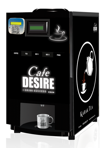 LED - QR Code UPI Payment Enabled Coffee Machine 4 Lane | Four Beverage Options | Fully Automatic Tea & Coffee Vending Machine | For Offices, Shops and Smart Homes | Make 4 Varieties of Coffee Tea with Premix | No Milk, Tea, Coffee Powder Required - cafedesireonline.com