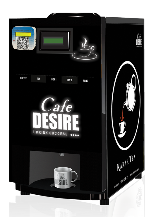 LED - QR Code UPI Payment Enabled Coffee Machine 4 Lane | Four Beverage Options | Fully Automatic Tea & Coffee Vending Machine | For Offices, Shops and Smart Homes | Make 4 Varieties of Coffee Tea with Premix | No Milk, Tea, Coffee Powder Required - cafedesireonline.com