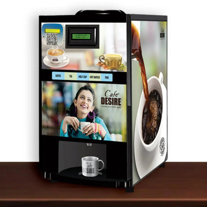 QR Code UPI Payment Enabled Coffee Machine 2 Lane | Two Beverage Options | Fully Automatic Tea & Coffee Vending Machine