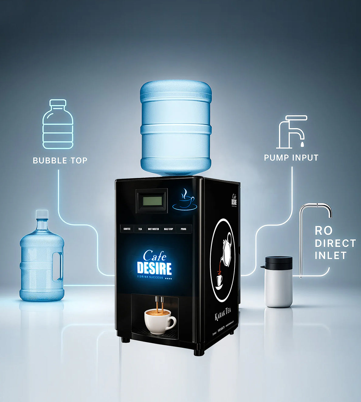 Triple Option LED with Pump Tea & Coffee Vending Machine