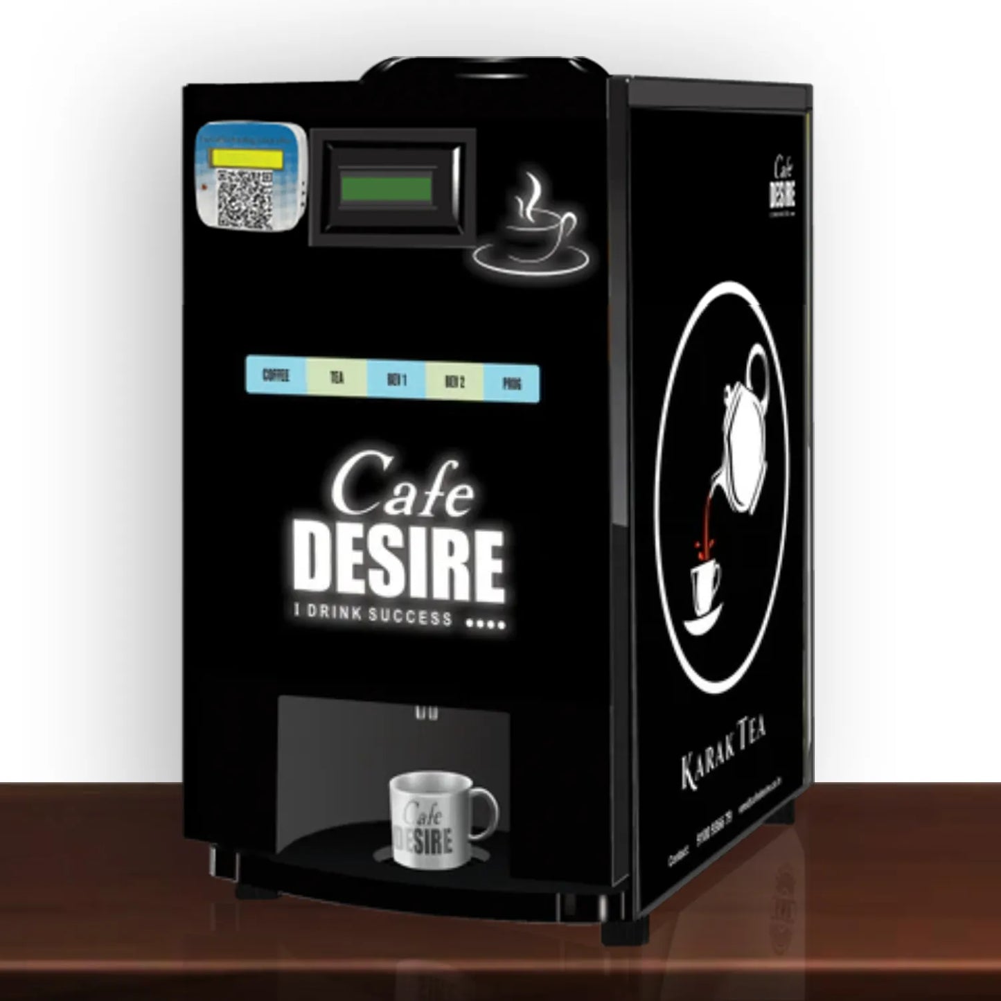 LED - QR Code UPI Payment Enabled Coffee Machine 2 Lane | Two Beverage Options | Fully Automatic Tea & Coffee Vending Machine | For Offices, Shops and Smart Homes | Make 2 Varieties of Coffee Tea with Premix | No Milk, Tea, Coffee Powder Required