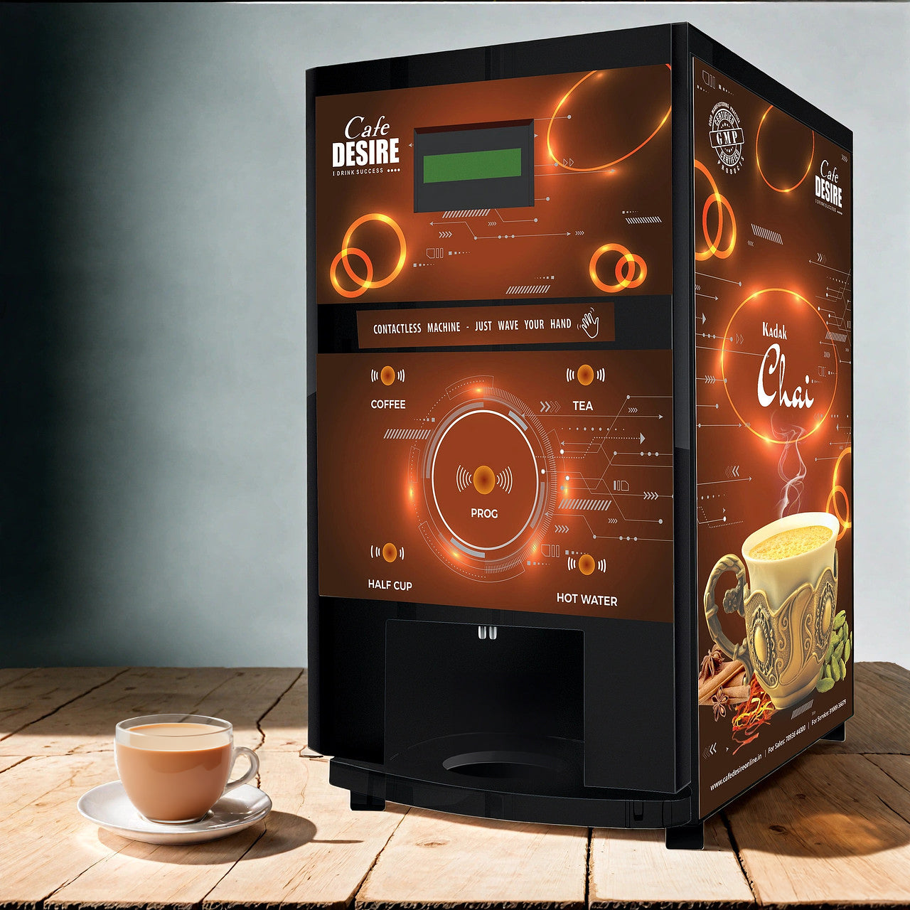 Contactless Sensor Based Coffee Machine - 2 Lane | Automatic Tea & Coffee Premix Vending Machine | For Offices, Shops & Smart Homes | Make 2 types | Just wave your hand