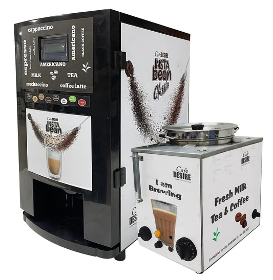 Insta Bean Classic Combo Coffee Vending Machine | Made with Fresh Milk | 8 Options - cafedesireonline.com