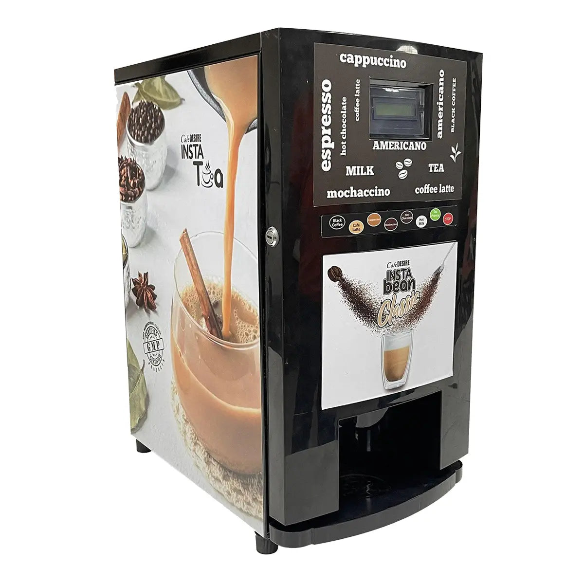 Insta Bean Classic Coffee Vending Machine | 8 Options | Espresso Black Coffee, Coffee Latte, Cappuccino, Mochaccino, Hot Chocolate, Hot Milk, Instant Tea, Instant Coffee | For Smart Offices, Shops, Hotels, Restaurants and Home - cafedesireonline.com