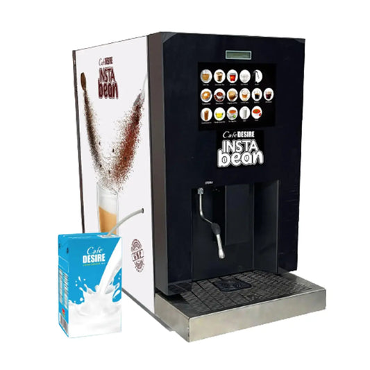 Insta Bean Coffee Vending Machine | Made with Fresh Milk | 16 Options | Lowest cost | Zero Maintenance - cafedesireonline.com
