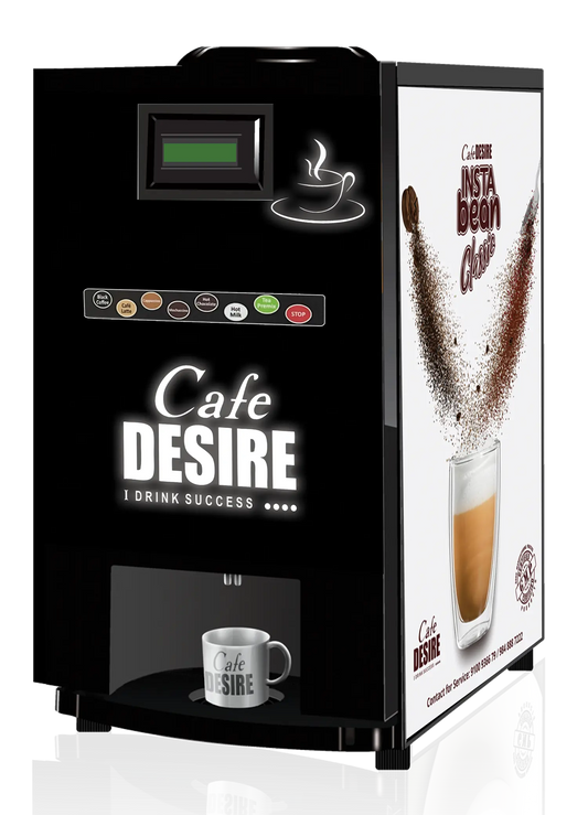 LED Insta Bean Classic Coffee Vending Machine | 8 Options | Espresso Black Coffee, Coffee Latte, Cappuccino, Mochaccino, Hot Chocolate, Hot Milk, Instant Tea, Instant Coffee | For Smart Offices, Shops, Hotels, Restaurants and Home - cafedesireonline.com