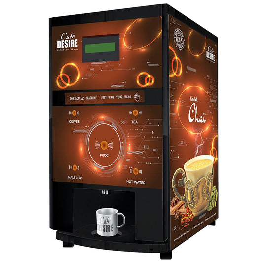 Contactless Sensor Based Coffee Machine - 2 Lane | Automatic Tea & Coffee Premix Vending Machine | For Offices, Shops & Smart Homes | Make 2 types | Just wave your hand - cafedesireonline.com