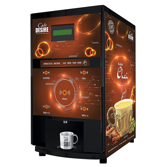 Contactless Sensor Based Coffee Machine - 4 Lane | Automatic Tea & Coffee Premix Vending Machine | For Offices, Shops & Smart Homes | Make 4 types | Just wave your hand - cafedesireonline.com