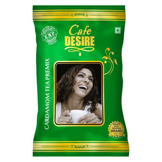 Instant Cardamom Tea Premix (1 kg) | 3 in 1 Tea | Milk not required | Rich taste as Home-made | Cardamom Flavour Imported from Geneva | Manual use - Just add Hot Water | Suitable for all Vending Machines | Makes 90 cups per KG - Cafe Desire Cafe Desire My Cafe Desire Instant Cardamom Tea Premix (1 kg) | 3 in 1 Tea | Milk not required | Rich taste as Home-made | Cardamom Flavour Imported from Geneva | Manual use - Just add Hot Water | Suitable for all Vending Machines | Makes 90 cups per KG